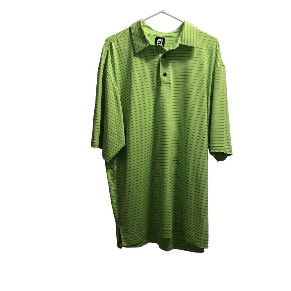Foot Joy FootJoy Extra Large (XL) Lime Green and Navy Striped Polo